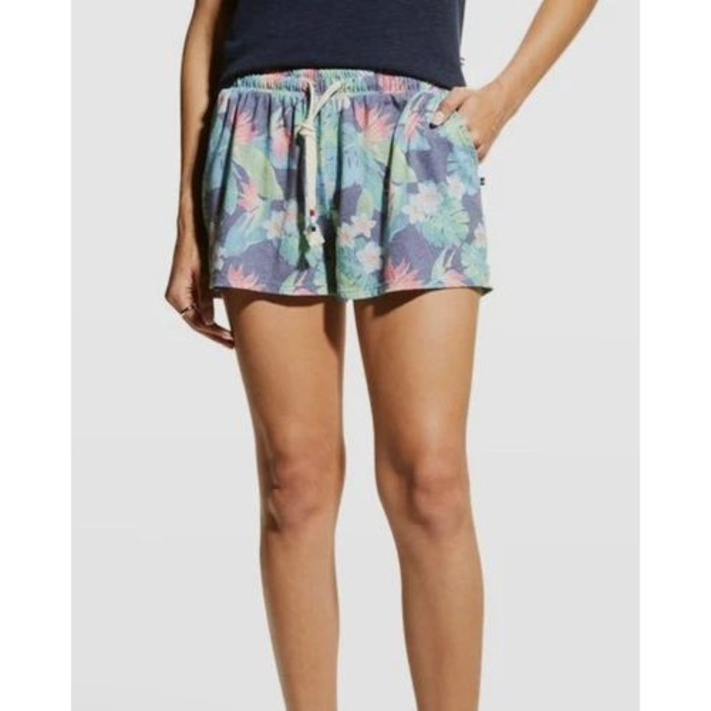 NWT Sol Angeles Women's Blue Desert Floral Drawstring Flounce-Shorts Size Small